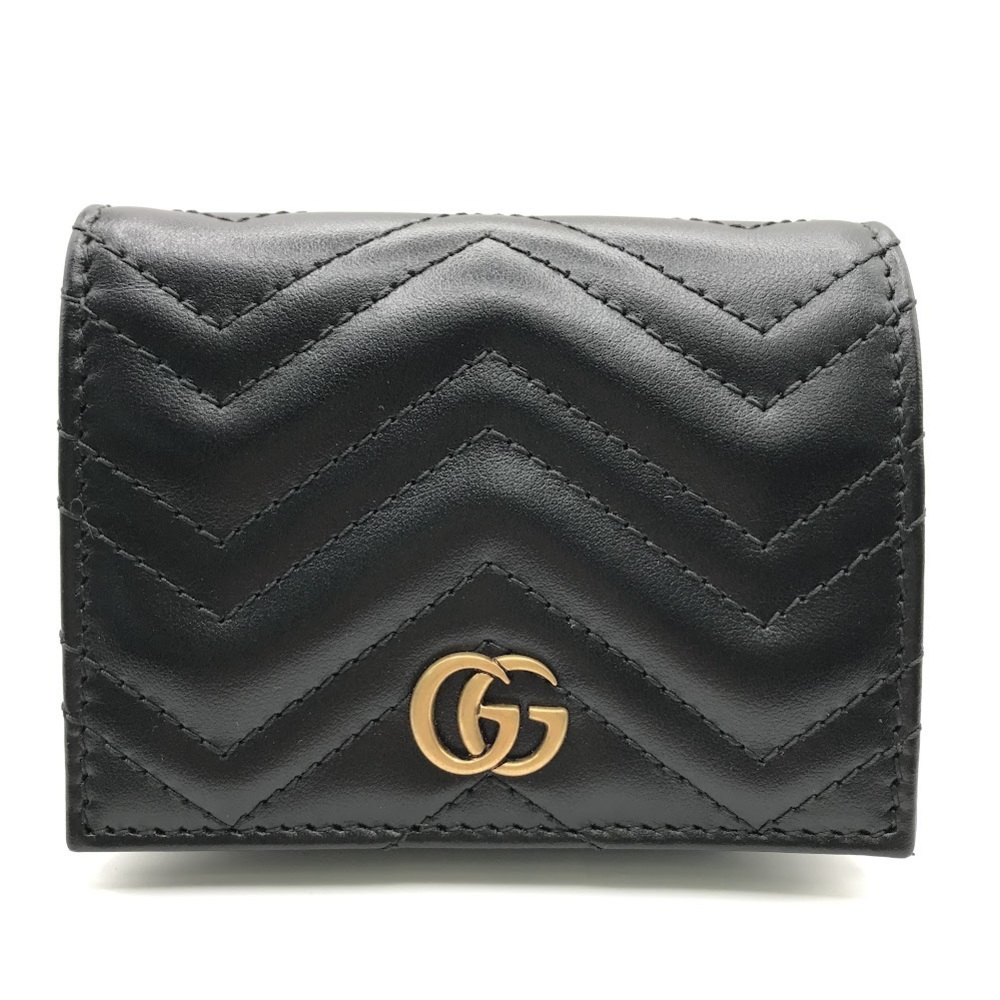 GUCCI GG Marmont Double GG Wallet Bi fold Black - Picture 2 of 12